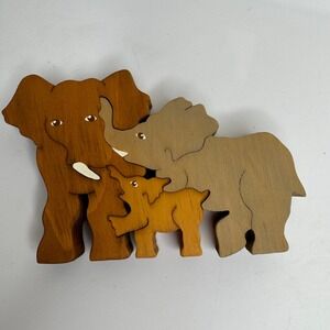 Decorative Art Puzzles Inspired By Nature Wood Elephant Family